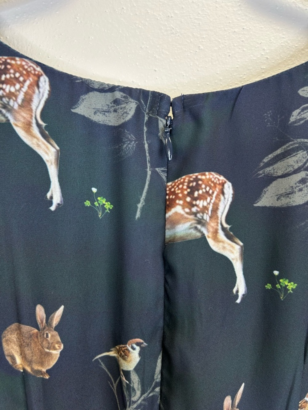 Cottagecore Forest Fairy Woodland Animal Nature Midi Dress Size M 3/4 Sleeves - Picture 10 of 11